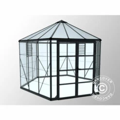 DANCOVER Kiosque De Jardin En Polycarbonate OASIS, Hexagonal 8,6m², 3,16x3,63x2,89m, Anthracite - Anthracite -France Serre de jardin Soldes 2022 23771206 4