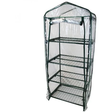 Serre De Jardin 4 étagères 69 X 49 X 160 Cm Transparente En Plastique PVC - Linxor - Transparent 3 Serre De Jardin 4 étagères 69 X 49 X 160 Cm Transparente En Plastique PVC - Linxor - Transparent
