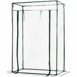 Outsunny Serre De Jardin Serre à Tomates 1L X 0,5l X 1,5H M Porte Zippée Déroulante Acier Thermolaqué PVC Haute Densité 140 G/m² Anti-UV - Transparent