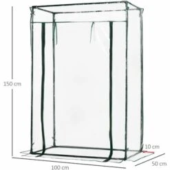 Outsunny Serre De Jardin Serre à Tomates 1L X 0,5l X 1,5H M Porte Zippée Déroulante Acier Thermolaqué PVC Haute Densité 140 G/m² Anti-UV - Transparent -France Serre de jardin Soldes 2022 25006879 3