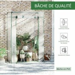 Outsunny Serre De Jardin Serre à Tomates 1L X 0,5l X 1,5H M Porte Zippée Déroulante Acier Thermolaqué PVC Haute Densité 140 G/m² Anti-UV - Transparent -France Serre de jardin Soldes 2022 25006879 4