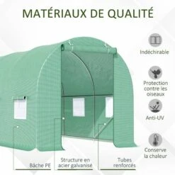 Outsunny Serre De Jardin Tunnel 4,5L X 2l X 2H M Châssis Tubulaire Acier Galvanisé Renforcé 1,8 Cm 6 Fenêtres 1 Porte Vert - Vert -France Serre de jardin Soldes 2022 25007358 4