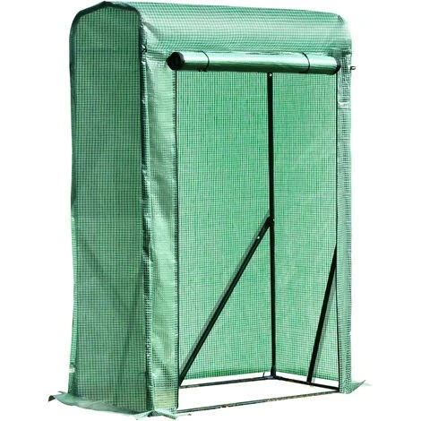 Outsunny Serre De Jardin Serre à Tomates Anti-UV Dim. 100L X 50l X 150H Cm Porte Zipée Déroulante Acier PE Vert - Vert 3 Outsunny Serre De Jardin Serre à Tomates Anti-UV Dim. 100L X 50l X 150H Cm Porte Zipée Déroulante Acier PE Vert - Vert