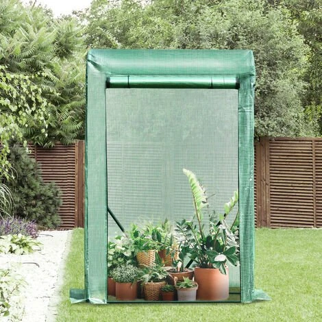 Outsunny Serre De Jardin Serre à Tomates Anti-UV Dim. 100L X 50l X 150H Cm Porte Zipée Déroulante Acier PE Vert - Vert 4 Outsunny Serre De Jardin Serre à Tomates Anti-UV Dim. 100L X 50l X 150H Cm Porte Zipée Déroulante Acier PE Vert - Vert â Image 2