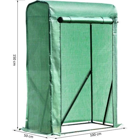Outsunny Serre De Jardin Serre à Tomates Anti-UV Dim. 100L X 50l X 150H Cm Porte Zipée Déroulante Acier PE Vert - Vert 5 Outsunny Serre De Jardin Serre à Tomates Anti-UV Dim. 100L X 50l X 150H Cm Porte Zipée Déroulante Acier PE Vert - Vert â Image 3