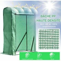 Outsunny Serre De Jardin Serre à Tomates Anti-UV Dim. 100L X 50l X 150H Cm Porte Zipée Déroulante Acier PE Vert - Vert 10 Outsunny Serre De Jardin Serre à Tomates Anti-UV Dim. 100L X 50l X 150H Cm Porte Zipée Déroulante Acier PE Vert - Vert -France Serre de jardin Soldes 2022 25007377 4
