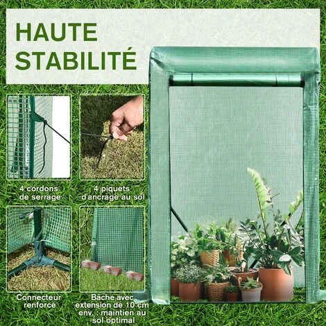 Outsunny Serre De Jardin Serre à Tomates Anti-UV Dim. 100L X 50l X 150H Cm Porte Zipée Déroulante Acier PE Vert - Vert 7 Outsunny Serre De Jardin Serre à Tomates Anti-UV Dim. 100L X 50l X 150H Cm Porte Zipée Déroulante Acier PE Vert - Vert â Image 5