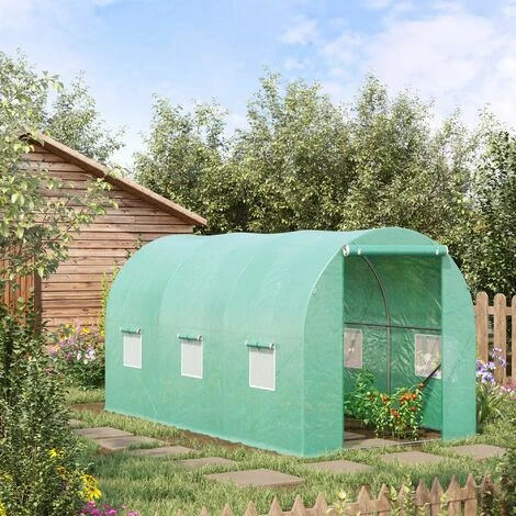 Outsunny Serre De Jardin Tunnel 8 M² 4L X 2l X 1,9H M Acier Galvanisé Renforcé Diamètre 2,4 Cm + PE Haute Densité Fenêtres Porte Vert 4 Outsunny Serre De Jardin Tunnel 8 M² 4L X 2l X 1,9H M Acier Galvanisé Renforcé Diamètre 2,4 Cm + PE Haute Densité Fenêtres Porte Vert – Image 2