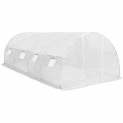 Hommoo Serre Avec Fondation En Acier 18 M² 600 X 300 X 200 Cm HDV29868 -France Serre de jardin Soldes 2022 25142522 5