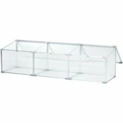 Outsunny Mini Serre De Jardin Serre à Tomates 181L X 51l X 51H Cm 3 Pannneaux Toits Ouvrables Alu. Polycarbonate - Transparent