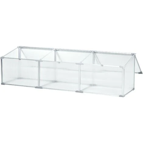 Outsunny Mini Serre De Jardin Serre à Tomates 181L X 51l X 51H Cm 3 Pannneaux Toits Ouvrables Alu. Polycarbonate - Transparent -France Serre de jardin Soldes 2022 27323423 1