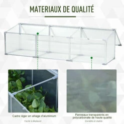 Outsunny Mini Serre De Jardin Serre à Tomates 181L X 51l X 51H Cm 3 Pannneaux Toits Ouvrables Alu. Polycarbonate - Transparent -France Serre de jardin Soldes 2022 27323423 4