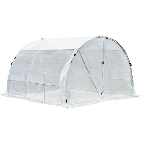 Outsunny Serre De Jardin Tunnel Surface Sol 9 M² 3L X 3l X 2H M Châssis Tubulaire Renforcé 25 Mm Double Porte Avec Poignées Blanc - Blanc 3 Outsunny Serre De Jardin Tunnel Surface Sol 9 M² 3L X 3l X 2H M Châssis Tubulaire Renforcé 25 Mm Double Porte Avec Poignées Blanc - Blanc