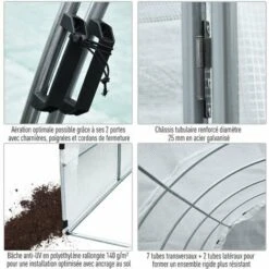 Outsunny Serre De Jardin Tunnel Surface Sol 9 M² 3L X 3l X 2H M Châssis Tubulaire Renforcé 25 Mm Double Porte Avec Poignées Blanc - Blanc 11 Outsunny Serre De Jardin Tunnel Surface Sol 9 M² 3L X 3l X 2H M Châssis Tubulaire Renforcé 25 Mm Double Porte Avec Poignées Blanc - Blanc -France Serre de jardin Soldes 2022 27361179 5
