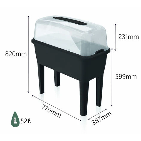 PROSPERPLAST Jardinière Serre 52 Litres 77 X 38 X 82 Cm Anthracite - Anthracite 4 PROSPERPLAST Jardinière Serre 52 Litres 77 X 38 X 82 Cm Anthracite - Anthracite – Image 2