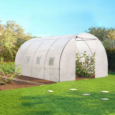 IDMARKET Serre Tunnel De Jardin 4 Saisons 12m² Blanche Gamme Maraîchère ZEBRA 4x3M - Blanc 7 IDMARKET Serre Tunnel De Jardin 4 Saisons 12m² Blanche Gamme Maraîchère ZEBRA 4x3M - Blanc – Image 5