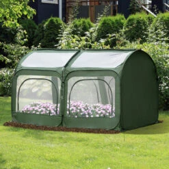 Outsunny Serre Pop-up - Serre De Jardin Pop-up - 4 Portes Zippées Enroulables - Dim. 2,5L X 1,25l X 1,35H M - Sac Transport Inclus - PVC Vert - Vert -France Serre de jardin Soldes 2022 28185961 2