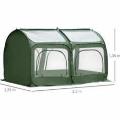 Outsunny Serre Pop-up - Serre De Jardin Pop-up - 4 Portes Zippées Enroulables - Dim. 2,5L X 1,25l X 1,35H M - Sac Transport Inclus - PVC Vert - Vert -France Serre de jardin Soldes 2022 28185961 3
