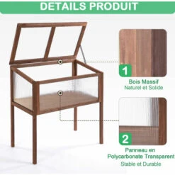 Outsunny Mini Serre Sur Pieds Dim. 90L X 50l X 93H Cm Toit Ouvrable Panneaux De Polycarbonate Bois Sapin Traité - Marron -France Serre de jardin Soldes 2022 28189137 5