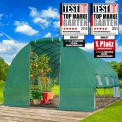 Serre De Jardin 12m² (3x4) Extrêmement Stable Parois Enroulables Croissance Optimale Des Plants, Aération Optimale, Montage Rapide - Serre De Jardin Tunnel 12 M² De BRAST