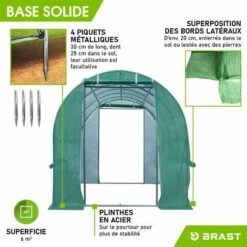 Serre De Jardin Tunnel 6m² (3x2) Extrêmement Stable Parois Enroulables Croissance Optimale Des Plants, Aération Optimale, Montage Rapide - Serre De Jardin 6 M² De BRAST -France Serre de jardin Soldes 2022 28361087 5