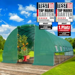 Serre De Jardin Tunnel 24m² (3x8) Extrêmement Stable Parois Enroulables Croissance Optimale Des Plants, Aération Optimale, Montage Rapide - Serre De Jardin 24 M² De BRAST