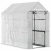 Outsunny Serre De Jardin 2 Tablettes Dim. 1,86L X 1,2l X 1,9H M Porte Déroulante Acier PE Haute Densité 140 G/m² Transparent Blanc - Blanc -France Serre de jardin Soldes 2022 28503730 1