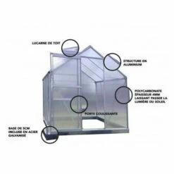 LA MAISON DU JARDIN Serre En Polycarbonate Alvéolaire De Jardin 146 - 8,2 M² - Avec Base