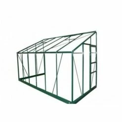 LA MAISON DU JARDIN Serre / Véranda Adossée 126 - 7,3 M² Verre Trempé 4 Mm. Aluminium Laqué Vert - Sans Base - Porte à Gauche -France Serre de jardin Soldes 2022 28588322 3