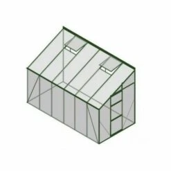 LA MAISON DU JARDIN Serre / Véranda Adossée 126 - 7,3 M² Verre Trempé 4 Mm. Aluminium Laqué Vert - Sans Base - Porte à Gauche -France Serre de jardin Soldes 2022 28588322 4