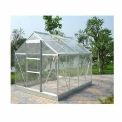 LA MAISON DU JARDIN Serre En Verre Trempé 4 Mm Modèle 86 + Base - 4,7 M² - Aluminium Naturel -France Serre de jardin Soldes 2022 28589223 3