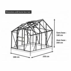LA MAISON DU JARDIN Serre En Verre Trempé 4 Mm Modèle 86 + Base - 4,7 M² - Aluminium Naturel -France Serre de jardin Soldes 2022 28589223 4