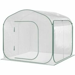 Outsunny Serre Pop-up - Serre De Jardin Pop-up - Porte Zippée Enroulable - Dim. 2,08L X 2,08l X 1,95H M - Sac Transport Inclus - PE Blanc Vert