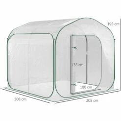 Outsunny Serre Pop-up - Serre De Jardin Pop-up - Porte Zippée Enroulable - Dim. 2,08L X 2,08l X 1,95H M - Sac Transport Inclus - PE Blanc Vert -France Serre de jardin Soldes 2022 28603475 3