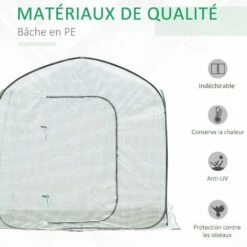 Outsunny Serre Pop-up - Serre De Jardin Pop-up - Porte Zippée Enroulable - Dim. 2,08L X 2,08l X 1,95H M - Sac Transport Inclus - PE Blanc Vert -France Serre de jardin Soldes 2022 28603475 4