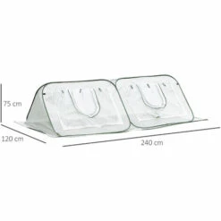 Outsunny Mini Serre Pop-up De Jardin - Serre à Tomates - 4 Fenêtres + 4 Portes Zippées Enroulable - Dim. 2,4L X 1,2l X 0,75H M - Sac Transport Inclus - PE Blanc Vert - Blanc -France Serre de jardin Soldes 2022 28623820 3