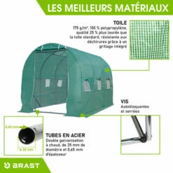 Serre De Jardin Tunnel 6m² Extrêment Stable, Croissance Optimale Des Plants, Aération Optimale, Montage Rapide - Serre Tunnel 6 M² De BRAST -France Serre de jardin Soldes 2022 28740454 3