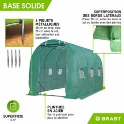 Serre De Jardin Tunnel 6m² Extrêment Stable, Croissance Optimale Des Plants, Aération Optimale, Montage Rapide - Serre Tunnel 6 M² De BRAST -France Serre de jardin Soldes 2022 28740454 5