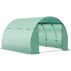 Outsunny Bâche De Rechange Serre Tunnel 9 M², Bâche Dim. 3L X 3l X 2H M PE Anti-UV Imperméable 6 Fenêtres + Porte Enroulable Zippée Vert - Vert