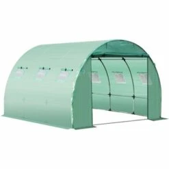 Outsunny Bâche De Rechange Serre Tunnel 9 M², Bâche Dim. 3L X 3l X 2H M PE Anti-UV Imperméable 6 Fenêtres + Porte Enroulable Zippée Vert - Vert