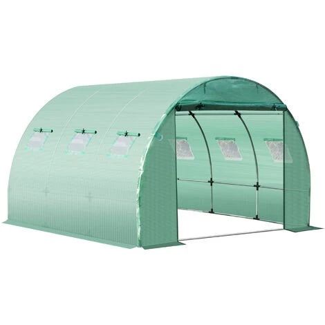 Outsunny Bâche De Rechange Serre Tunnel 9 M², Bâche Dim. 3L X 3l X 2H M PE Anti-UV Imperméable 6 Fenêtres + Porte Enroulable Zippée Vert - Vert 3 Outsunny Bâche De Rechange Serre Tunnel 9 M², Bâche Dim. 3L X 3l X 2H M PE Anti-UV Imperméable 6 Fenêtres + Porte Enroulable Zippée Vert - Vert