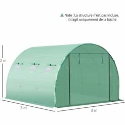 Outsunny Bâche De Rechange Serre Tunnel 9 M², Bâche Dim. 3L X 3l X 2H M PE Anti-UV Imperméable 6 Fenêtres + Porte Enroulable Zippée Vert - Vert 9 Outsunny Bâche De Rechange Serre Tunnel 9 M², Bâche Dim. 3L X 3l X 2H M PE Anti-UV Imperméable 6 Fenêtres + Porte Enroulable Zippée Vert - Vert -France Serre de jardin Soldes 2022 28909926 3