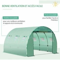 Outsunny Bâche De Rechange Serre Tunnel 9 M², Bâche Dim. 3L X 3l X 2H M PE Anti-UV Imperméable 6 Fenêtres + Porte Enroulable Zippée Vert - Vert 11 Outsunny Bâche De Rechange Serre Tunnel 9 M², Bâche Dim. 3L X 3l X 2H M PE Anti-UV Imperméable 6 Fenêtres + Porte Enroulable Zippée Vert - Vert -France Serre de jardin Soldes 2022 28909926 5