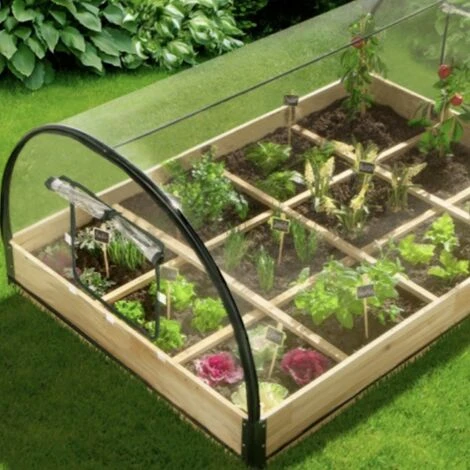 OUTIROR Carré Potager Mini-serre De Jardin Avec Châssis Et Couverture De Protection 6 OUTIROR Carré Potager Mini-serre De Jardin Avec Châssis Et Couverture De Protection – Image 4