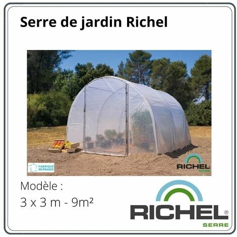 RICHEL Serre 3x3m (9m2) Pied Droit - 1 Porte Centrale Battante 4 RICHEL Serre 3x3m (9m2) Pied Droit - 1 Porte Centrale Battante – Image 2