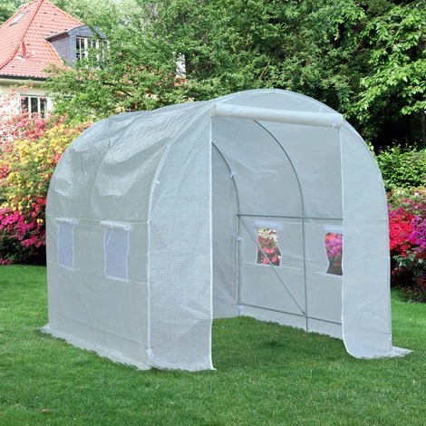 Outsunny Serre De Jardin Tunnel Surface Sol 5 M² 2,5L X 2l X 2H M Châssis Tubulaire Renforcé 18 Mm 4 Fenêtres Blanc 4 Outsunny Serre De Jardin Tunnel Surface Sol 5 M² 2,5L X 2l X 2H M Châssis Tubulaire Renforcé 18 Mm 4 Fenêtres Blanc – Image 2
