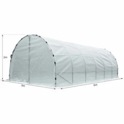 Outsunny Serre De Jardin Tunnel Surface Sol 18 M² 6L X 3l X 2H M Châssis Tubulaire Renforcé 25 Mm Double Porte Avec Poignées Blanc - Blanc -France Serre de jardin Soldes 2022 3023957 3