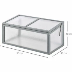 Outsunny Mini Serre De Jardin Serre à Tomates Dim. 90L X 46l X 40H Cm Toit Ouvrable Panneaux De Polycarbonate Bois Sapin Pré-huilé Gris -France Serre de jardin Soldes 2022 30950951 3