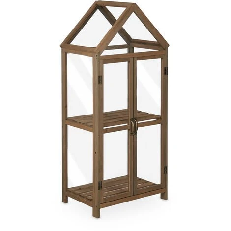 Relaxdays Serre Bois Balcon, Bois & Plastique, HLP 146x66x47,5 Cm, Double Porte, Culture De Plantes Et Semis, Marron 4 Relaxdays Serre Bois Balcon, Bois & Plastique, HLP 146x66x47,5 Cm, Double Porte, Culture De Plantes Et Semis, Marron – Image 2