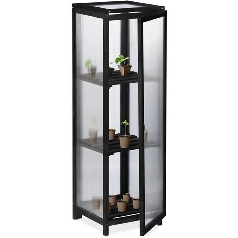 Relaxdays Serre Bois Balcon, Bois & Plastique, HLP: 120x36x36 Cm, Porte & Toit Ouvrable, Culture Plantes, Semis, Noir 3 Relaxdays Serre Bois Balcon, Bois & Plastique, HLP: 120x36x36 Cm, Porte & Toit Ouvrable, Culture Plantes, Semis, Noir